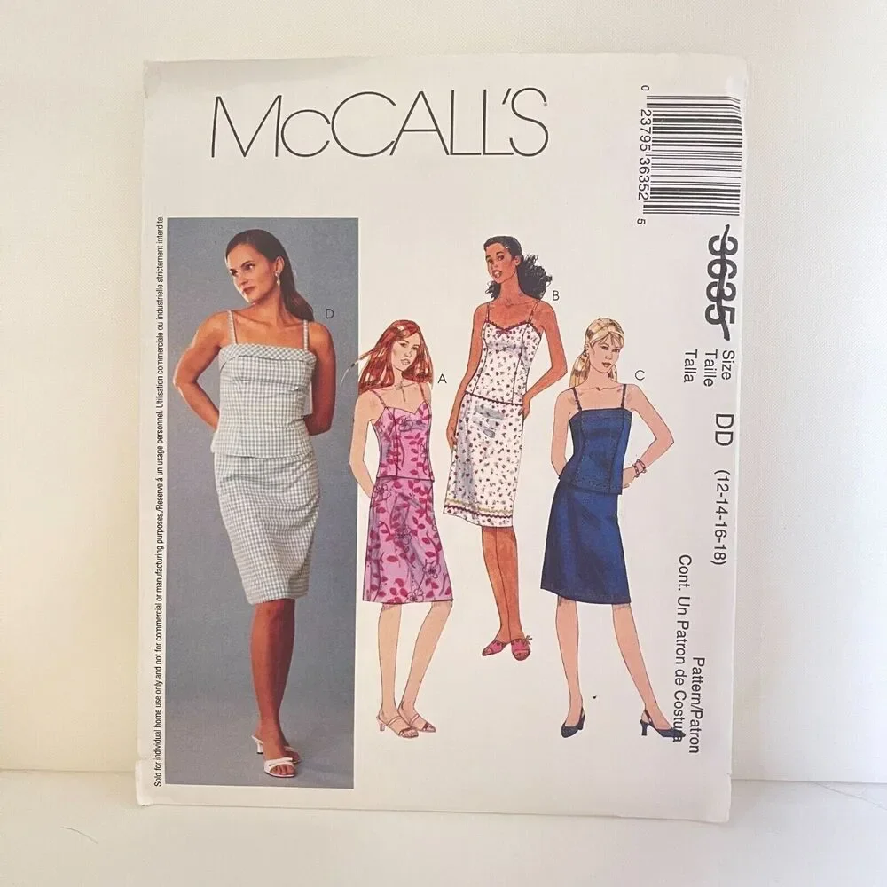 #3635 McCalls Misses Two Piece Dress Sewing Pattern